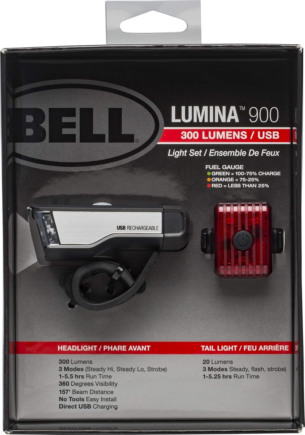 image:imageBell Lumina Premium Bicycle Light SetBell Lumina 900 USB Rechargable Bicycle Light Set