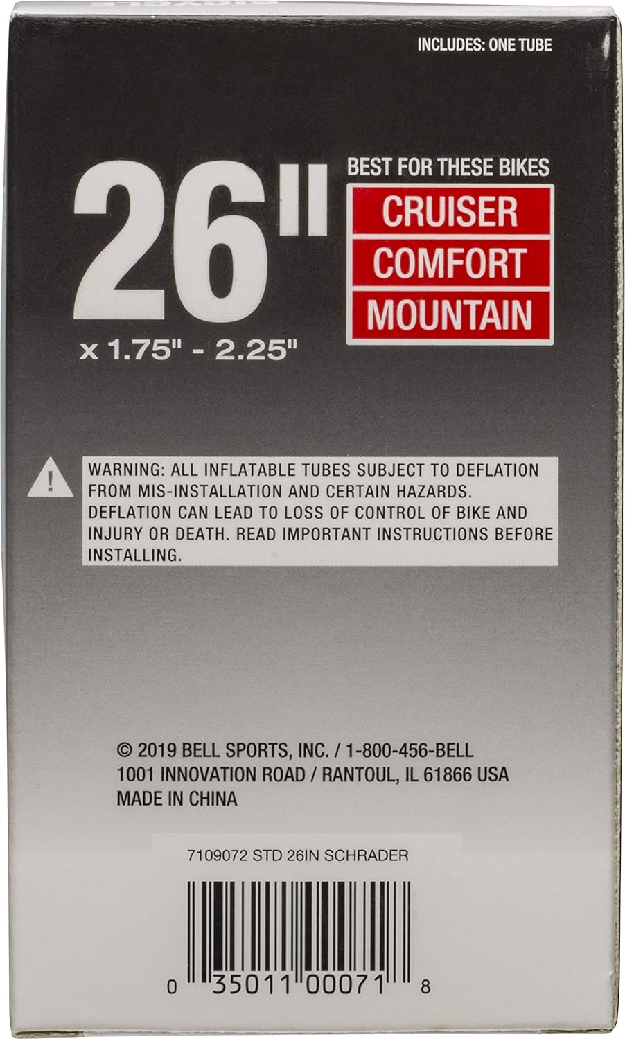 image:imageBell Standard Bicycle Inner Tubes26x175225 Schrader Valve