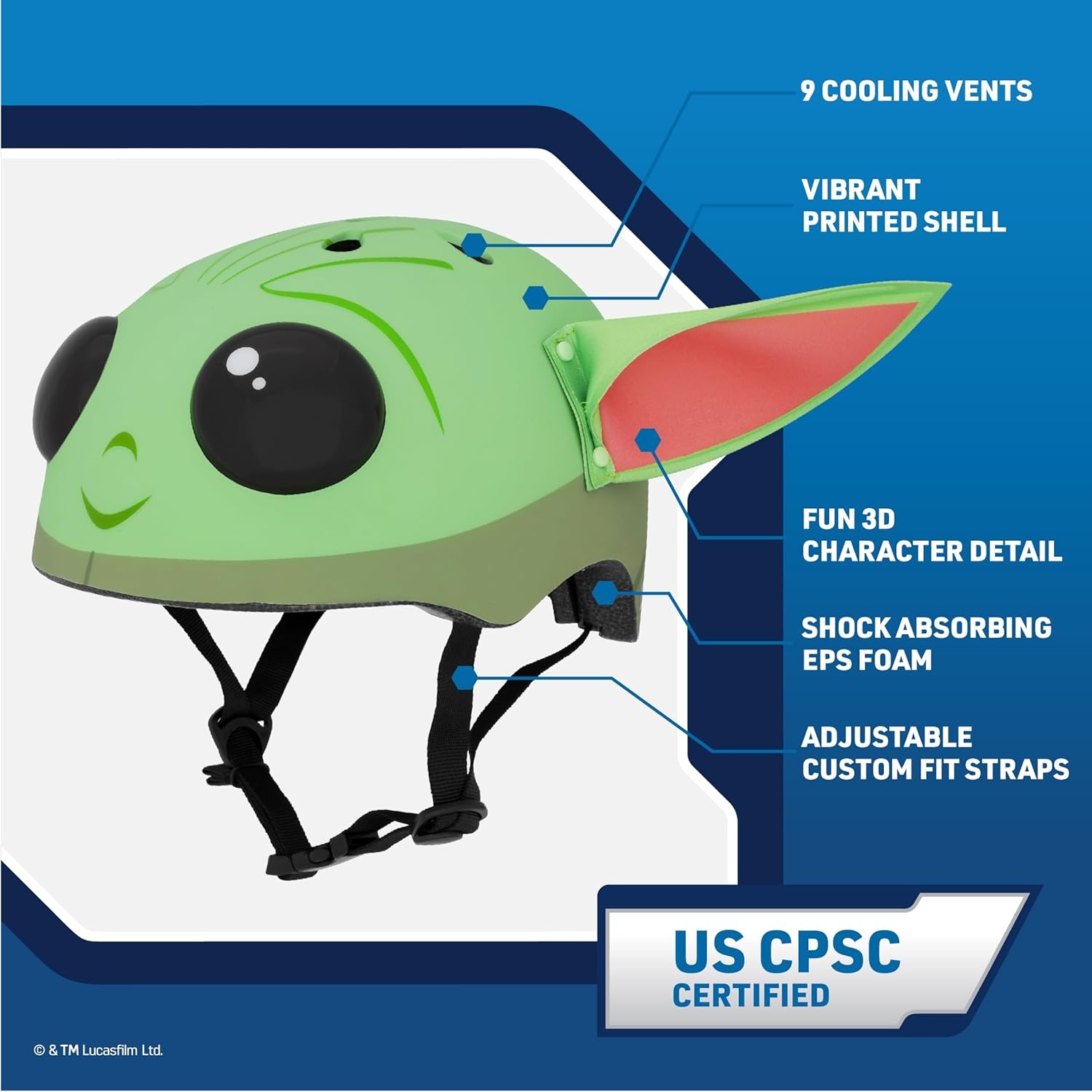 image:imageBell Star Wars Child 3D Adjustable MultiSport Helmet 5054 cm Kids 5 and upGrogu