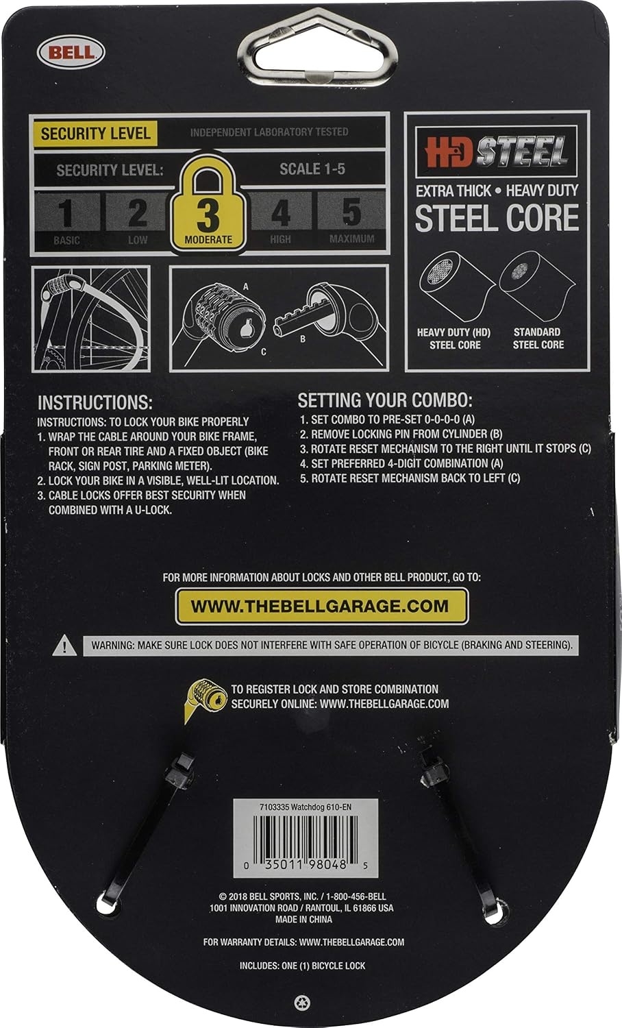 image:imageBell Watchdog Cable Combo Locks for BikesWatchdog 610